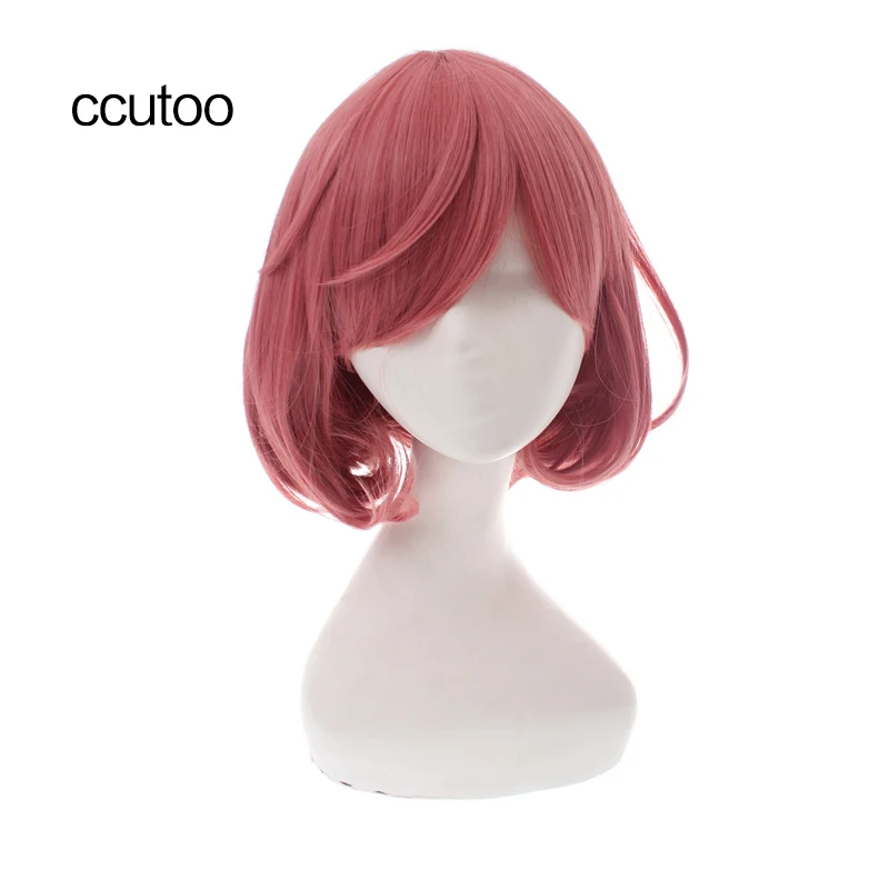 Ccutoo Ebisu Kofuku 14 "груша вьющиеся розовые короткие синтетические косплэй волос Искусственные парики Женская термостойкость волокно костюм