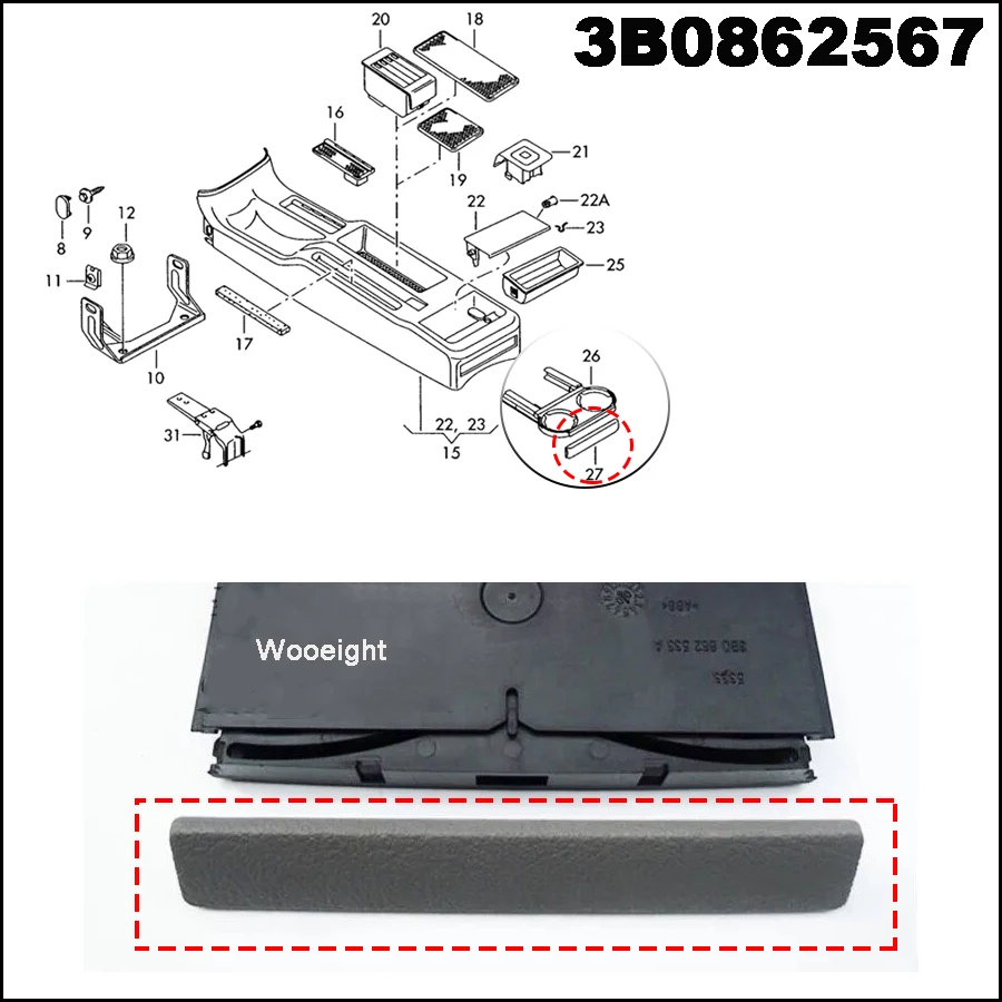 3B0862567 Black Folding Water Drink Cup Holder Cover Mounting Frame For VW Volkswagen Passat B5 Car Styling Decorative Cover (1)