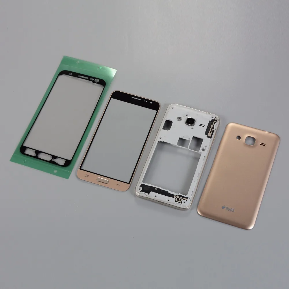 

Housing For Samsung Galaxy J3 2016 J320F J320FN J320FD Front Touch Screen Sensor+Middle Frame+Battery Back Cover+Adhesive+Tools