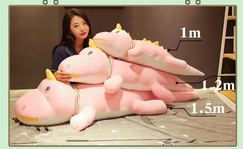 Dorimytrader kawaii crocodile plush toy doll giant animal alligator sleeping cushion bed pillow girl cute birthday gift 120cm 150cm DY50545 (17)