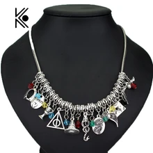 DIY Волшебная Шляпа Дары смерти логотип змеи хрустальные бусины Мода кулон сплав ожерелье Рождественский подарок для женщин фильм ювелирные изделия