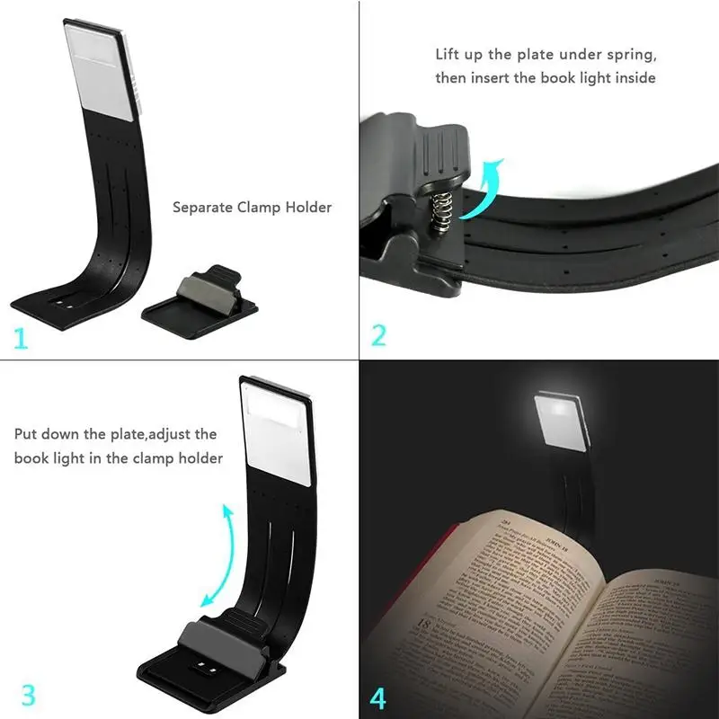 Гибкая электронная книга для чтения USB перезаряжаемая Светодиодная лампа со