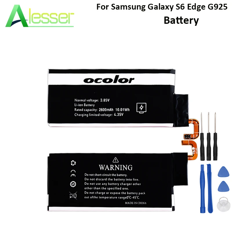 Алессер для samsung Galaxy S6 Edge G925 аккумулятор 2600 мАч большой емкости Сменные
