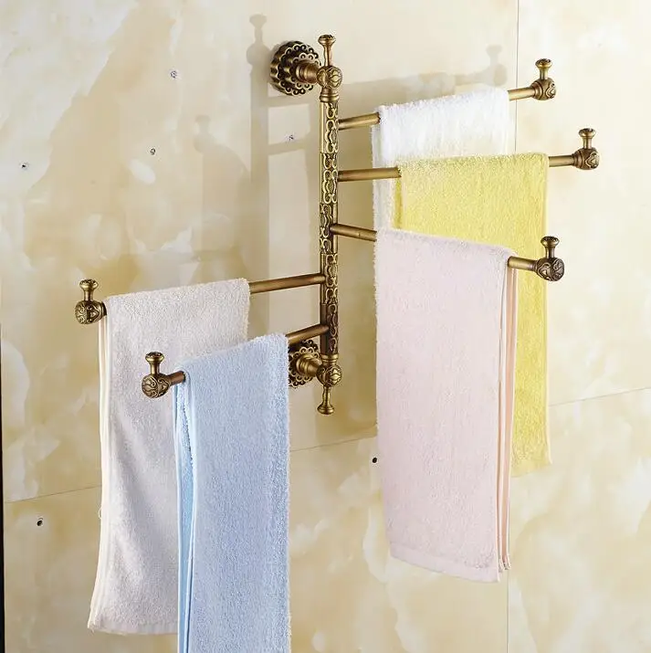 Solid Brass Vintage Style Bathroom Revolve Towel Bar Antique Brass 3/4 ...