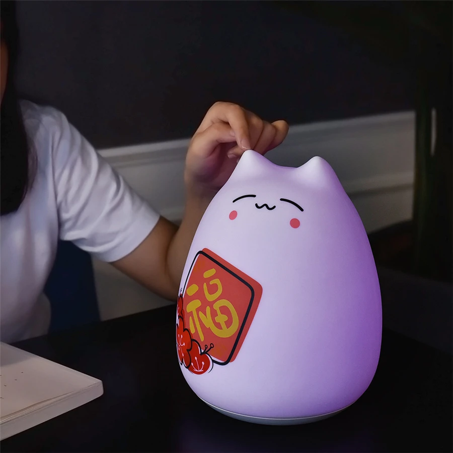 

LED Night Light Big Cat Remote Control Bedroom Night Lamp Color Light Children Cute Kids Lamp Bedside Light Baby Toy Gift