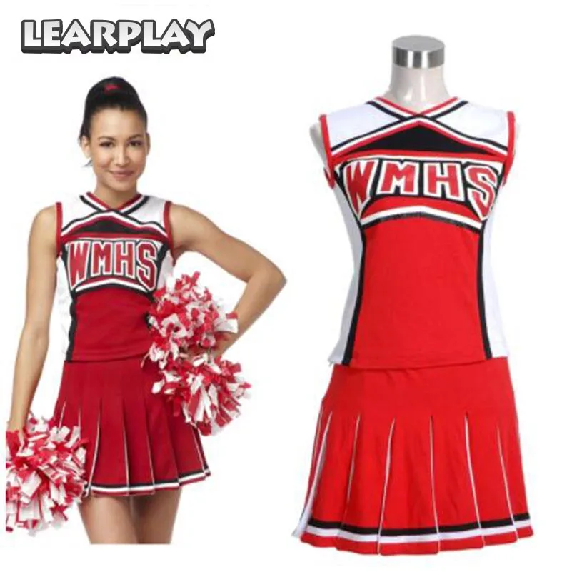 Glee Santana Lopez Cheering Squad Red Dress Costumes School Uniform for