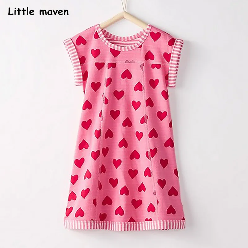 Little maven 2018 new summer baby girls brand dress kids Cotton heart print short sleeve dresses S0320 Little maven 2018 new summer baby girls brand dress kids Cotton heart print short sleeve dresses S0320