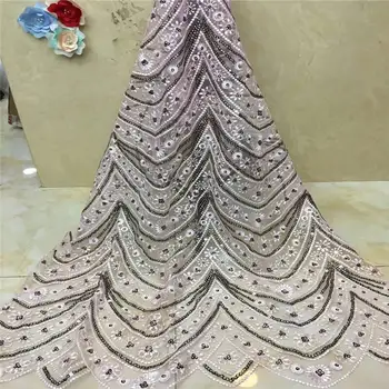 

French African Lace Fabric Sequined lace Guipure Cord Tulle Nigerian fabric lace Mesh Net Lace for Wedding Dress