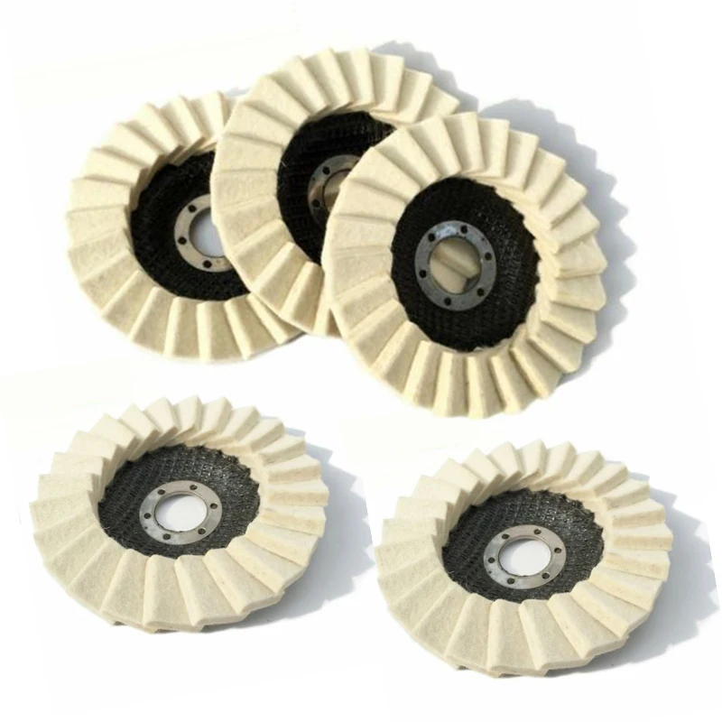 

5Inch 125mm Wool Polishing Wheel Buffing Pads Angle Grinder Wheel Felt Polishing Disc for Metal Marble Glass Ceramics 2pcs / 5pc