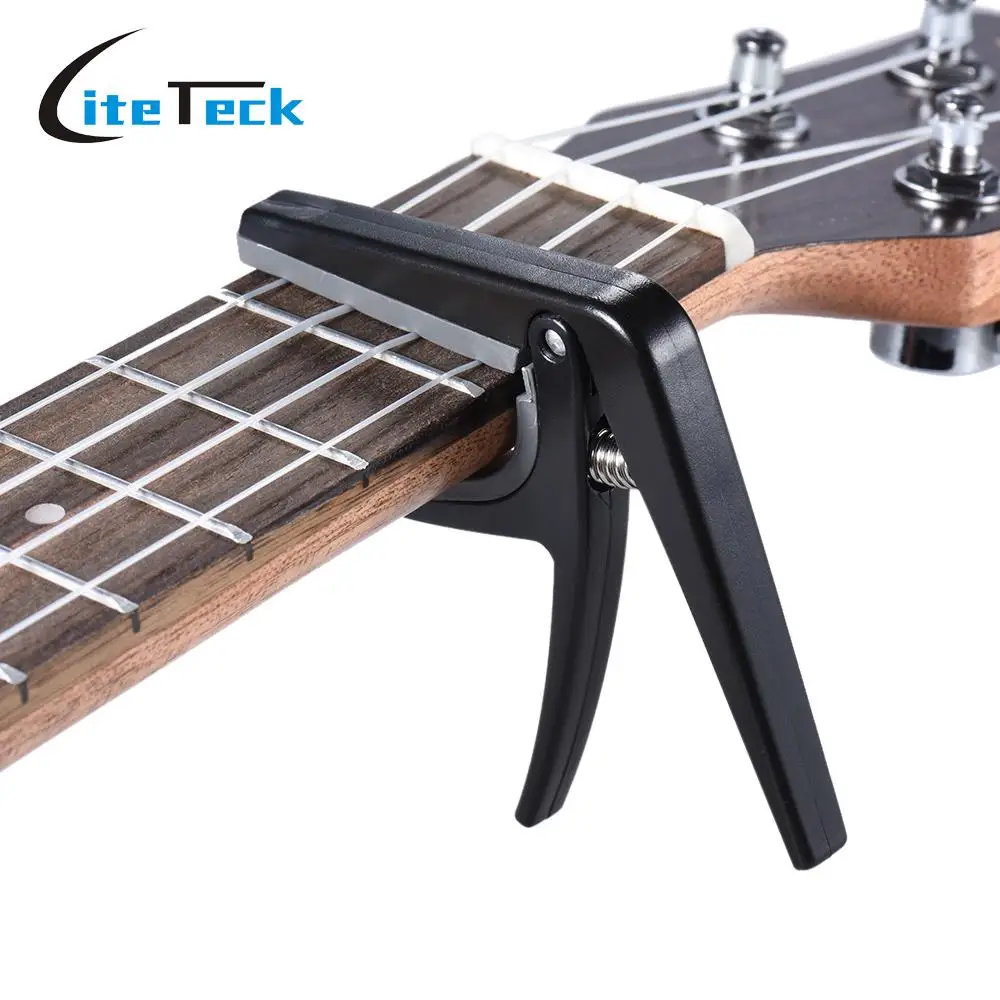 

Professional Ukulele Capo Single-handed Quick Change Ukelele Capo Plastic Steel Black Guitar Parts & Accessories