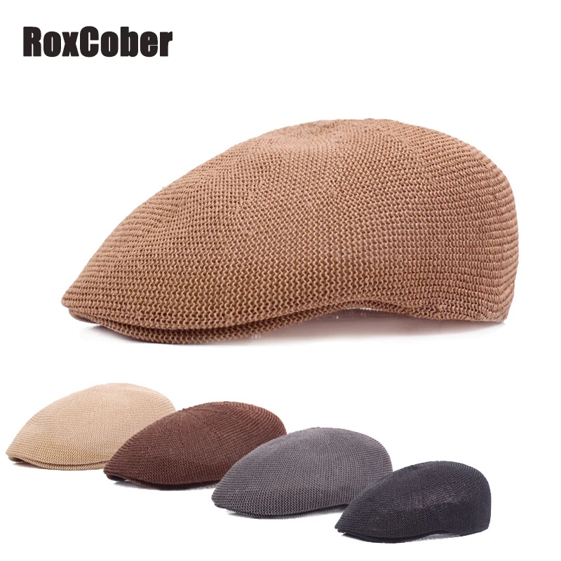 

RoxCober Summer Fashion Mesh cap Casual breathable Berets Gatsby Cap Ivy Hat Golf Driving Flat Cabbie Newsboy Cap Hat Visor caps