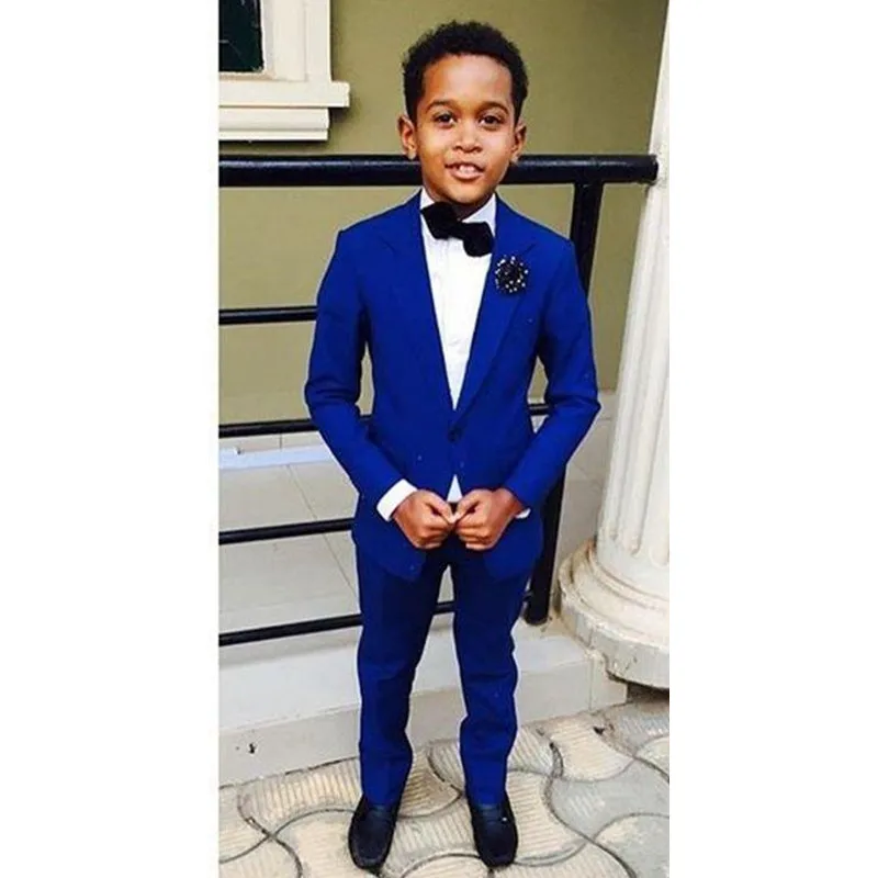 

Handsome Jacket Pants 2 Pieces Set Royal Blue Boys Suits for Wedding Dinner Formal Suits for Children Kids Tuxedos