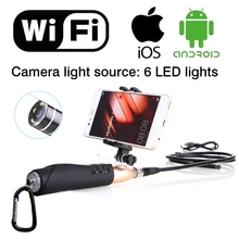 1m Hard Cable IOS Android WiFi Handheld Endoscope 8mm Lens 6LED Waterproof Iphone Wifi Endoscope Camera Snake Inspection Camera