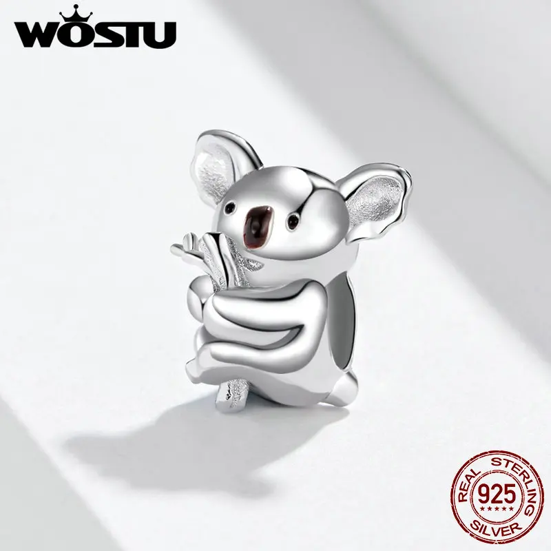 

WOSTU Fashion Koala Zoo Beads 100% 925 Sterling Silver Charm Fit Original DIY Bracelet Pendant Silver Jewelry Making FNC093