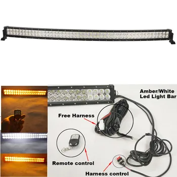 

50 inch 288W led light bar Yellow flashing light bar wireless remote for off road vehicles ( White Amber Combo Beam 12V 24V )