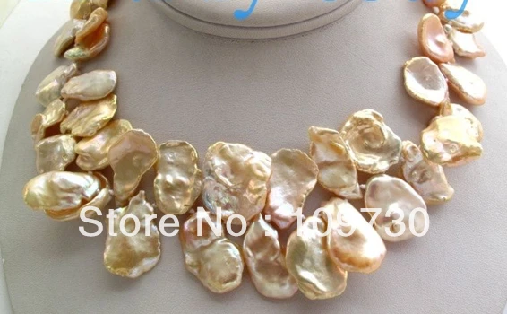 

Jewelry 002313 Huge Natural Pink Keishi Keshi Petal Pearl Necklace 925 silver