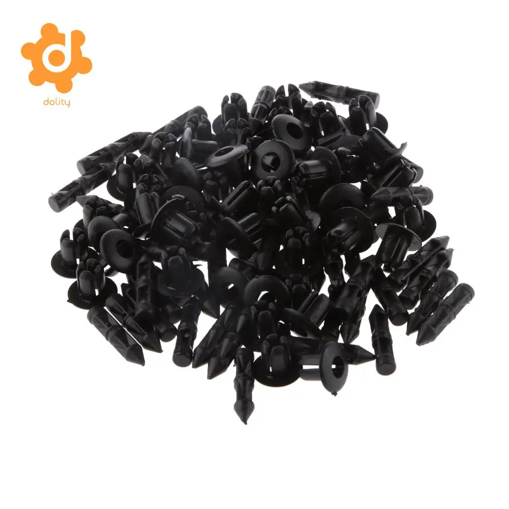 50pcs 6mm Hole Black Plastic Push In Type Rivets Fastener Pin Clips ATV for Yamaha for Suzuki High Quality Durable Nylon