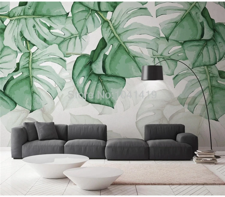 Пользовательские фото обои современные тропические растения настенная живопись гостиная спальня фон Настенный декор Настенные обои для стен 3 D