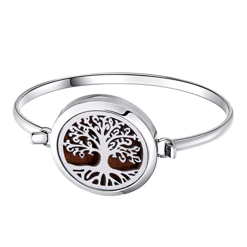 

Aromatherapy Perfume Essential Oil Diffuser Locket Bracelet Silver Stainless Steel Perfume Bangle Magnetic
