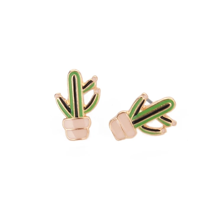 

WEISHUOLI Jewelry Cute New Cactus Drip Ear Stud Enamel Earrings Wholesale For Women