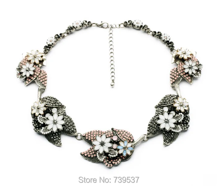 2017 do vintage jóias de prata antigo cor vivid folha chunky gargantilhas colar para mulheres