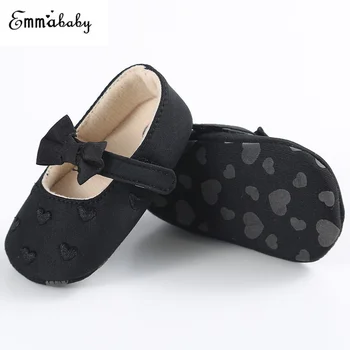 

2018 Newborn Girls Shoes Heart bowknot Printed Toddler Baby Fabric Soft Sole Handmade Crib Shoes
