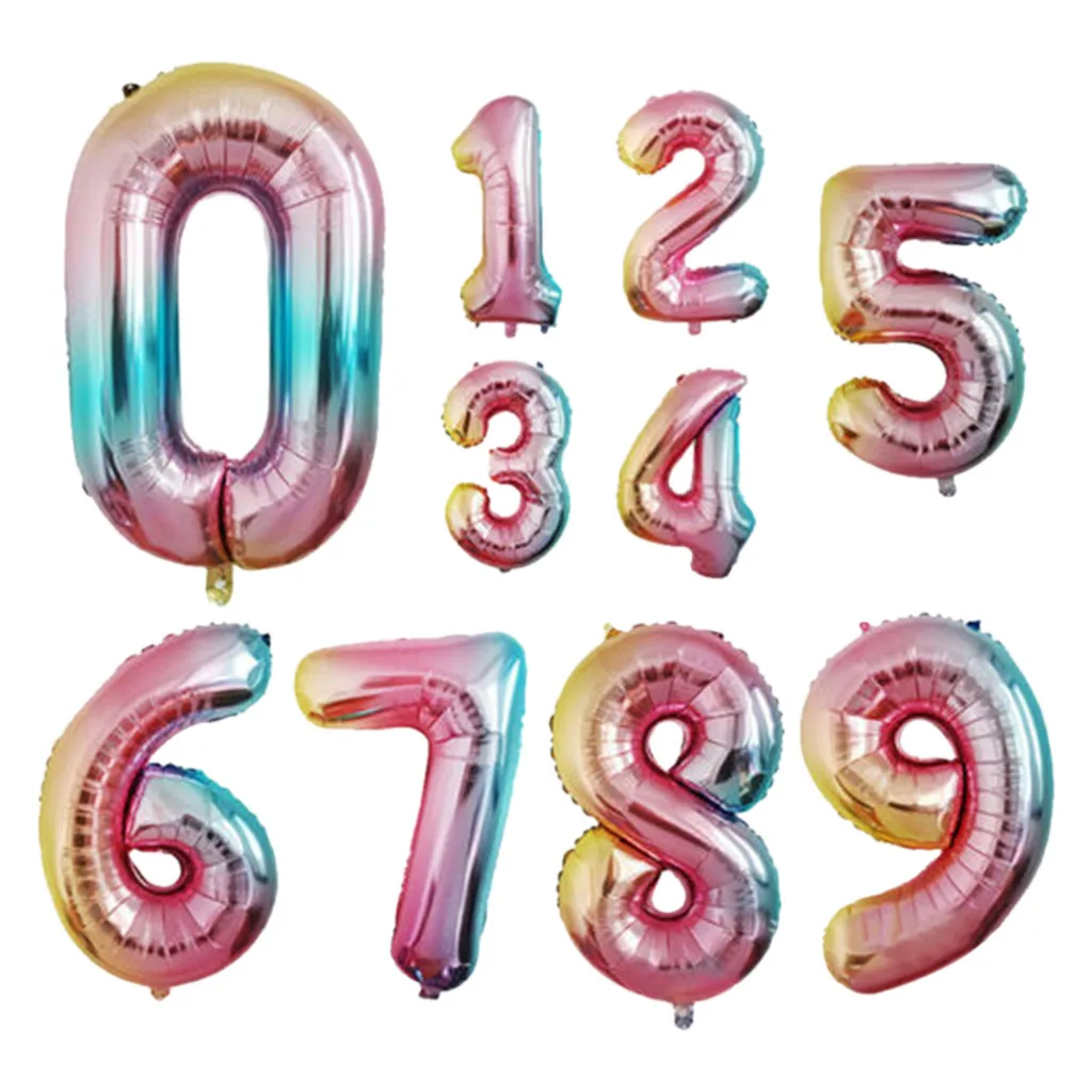 

Inflatable toys 40 Inch Rainbow Gradient Number 0-9 Foil Digital Balloons For Birthday Party Party Decorations Supplies Y624