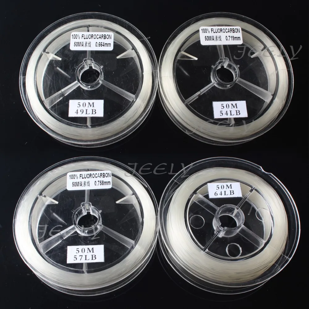 50 м японского Фтороуглерод Материал лидер лески 49lb 50lb 54lb 55lb 57lb 60lb 64lb