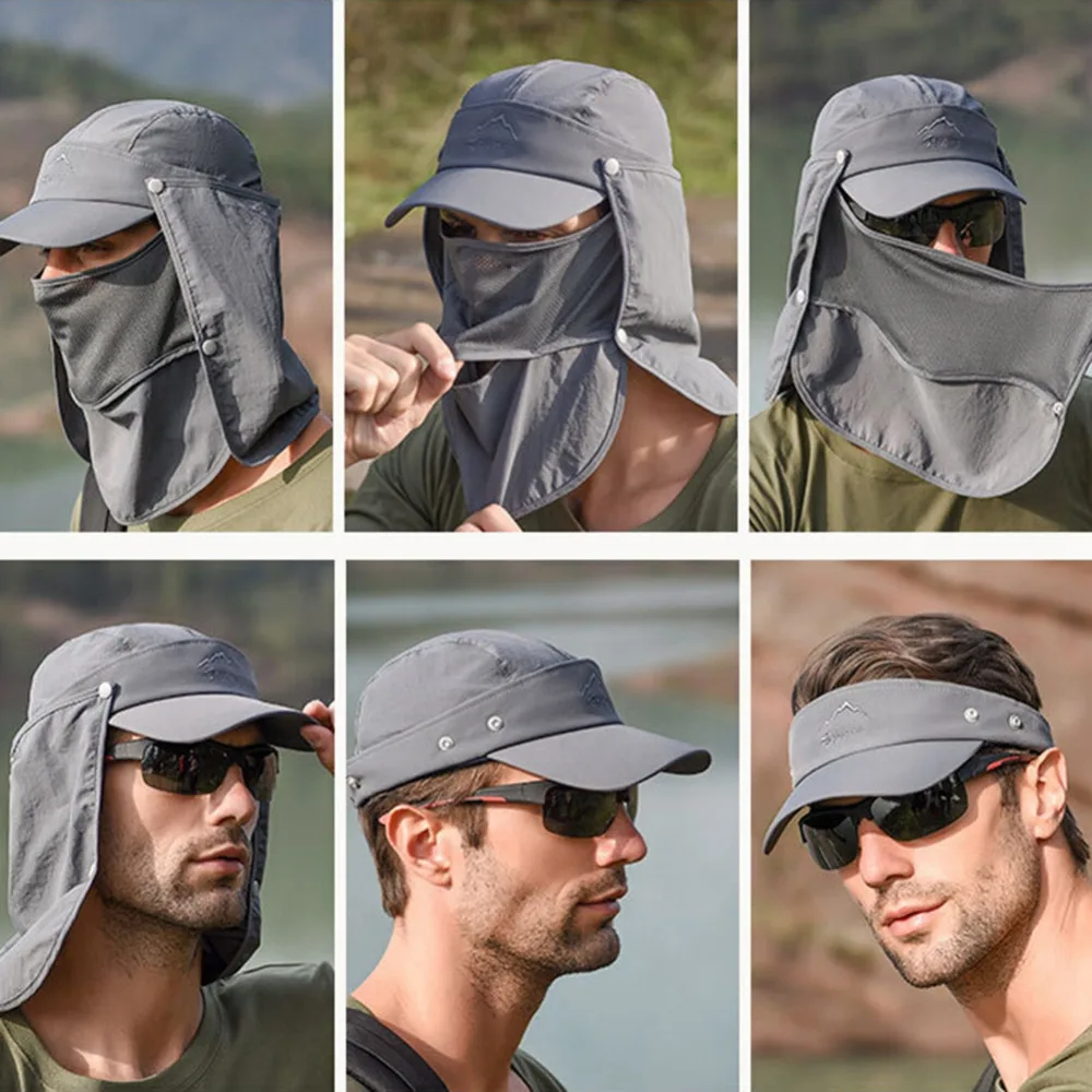 2017 Sun Cap With Mask Headband Fishing Hiking Sun Rain Hat Outdoor UV Protectio