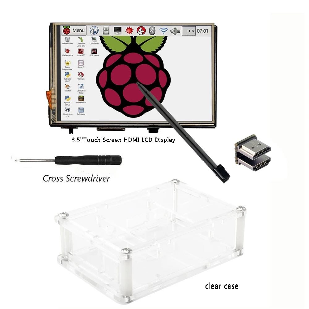 Prix pour 3.5 pouce HDMI LCD TFT Écran tactile 1920*1080 avec Acrylique transparent Cas pour Raspberry pi 2 et Pi 3 Modèle B Prix pour 3.5 pouce HDMI LCD TFT Écran tactile 1920*1080 avec Acrylique transparent Cas pour Raspberry pi 2 et Pi 3 Modèle B