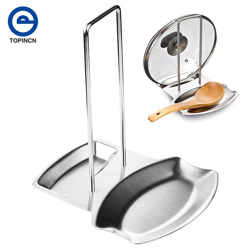 Stainless Steel Pan Pot Cover Lid Rack Stand Spoon Holder Stove