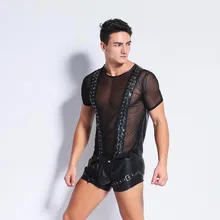 Сексуальные костюмы размера плюс, латексный комбинезон для мужчин, экзотические майки, топы, искусственная кожа, Mallas Hombre, для танцев на шесте, ночная Клубная одежда, XXL, Черная