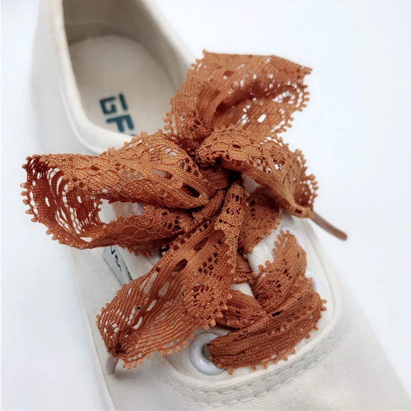 1Pair Girl Special Lace Shoelaces Personality Style Canvas Shoelace Black White Brown Eastic Beautiful Transparent Laces Leisure