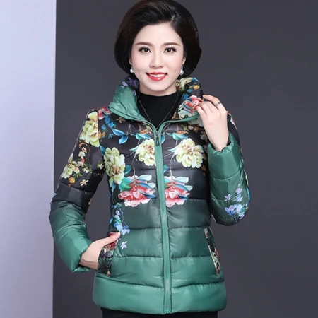 green Зимний пуховик из хлопка, женская тонкая модная теплая куртка с хлопковой подкладкой, Женская куртка с принтом больших размеров, женские парки S534 - Цвет: green