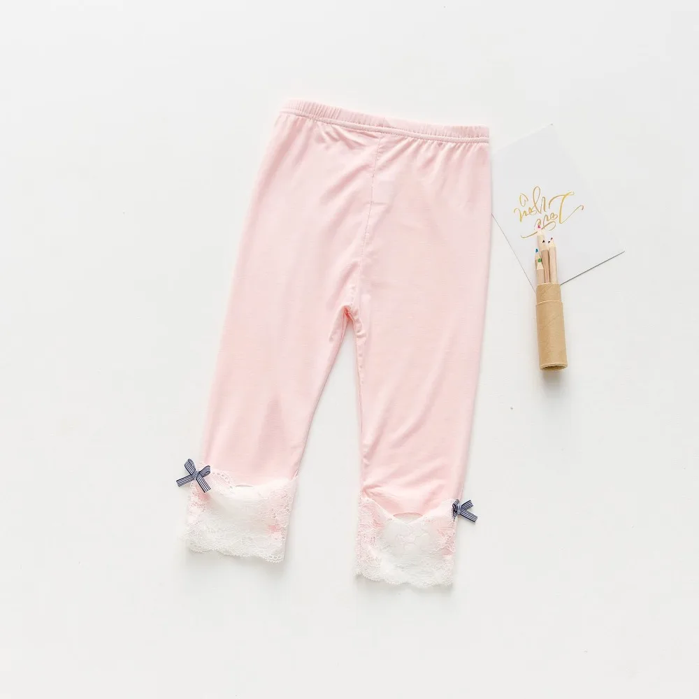 Летние леггинсы для девочек детские леггинсы классические укороченные брюки с цветочным кружевом для малышей детские штаны От 2 до 8 лет