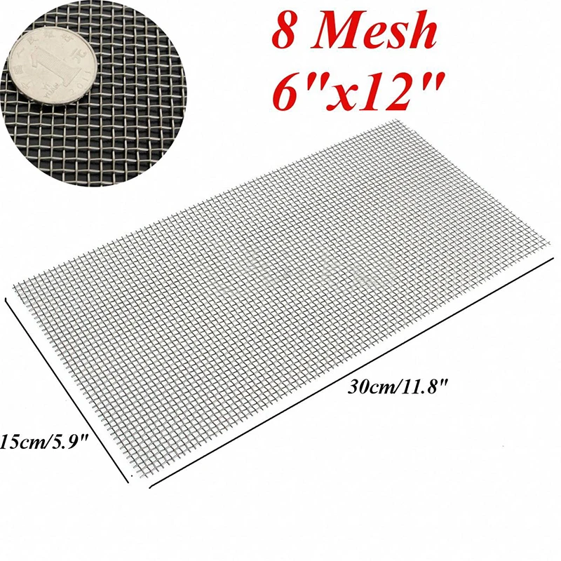 DWZ 5/8/20/30/40 Mesh Stainless Steel Woven Cloth Screen Wire Filter Sheet 6x12''