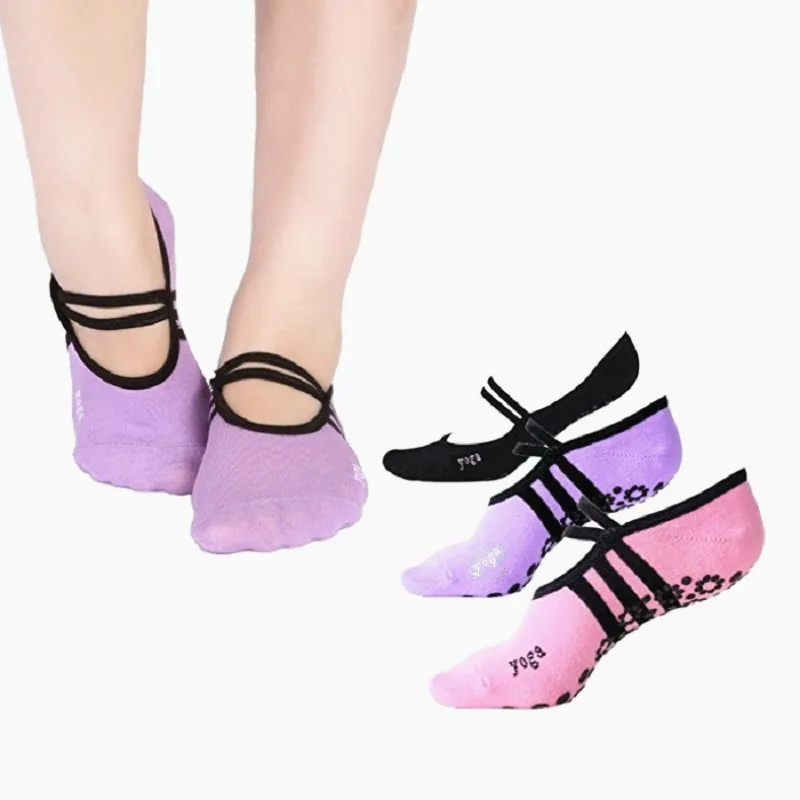 Носки для йоги нескользящие носки Пилатес носки для бега розовые черные женские нескользящие хлопковые носки для фитнеса и танцев