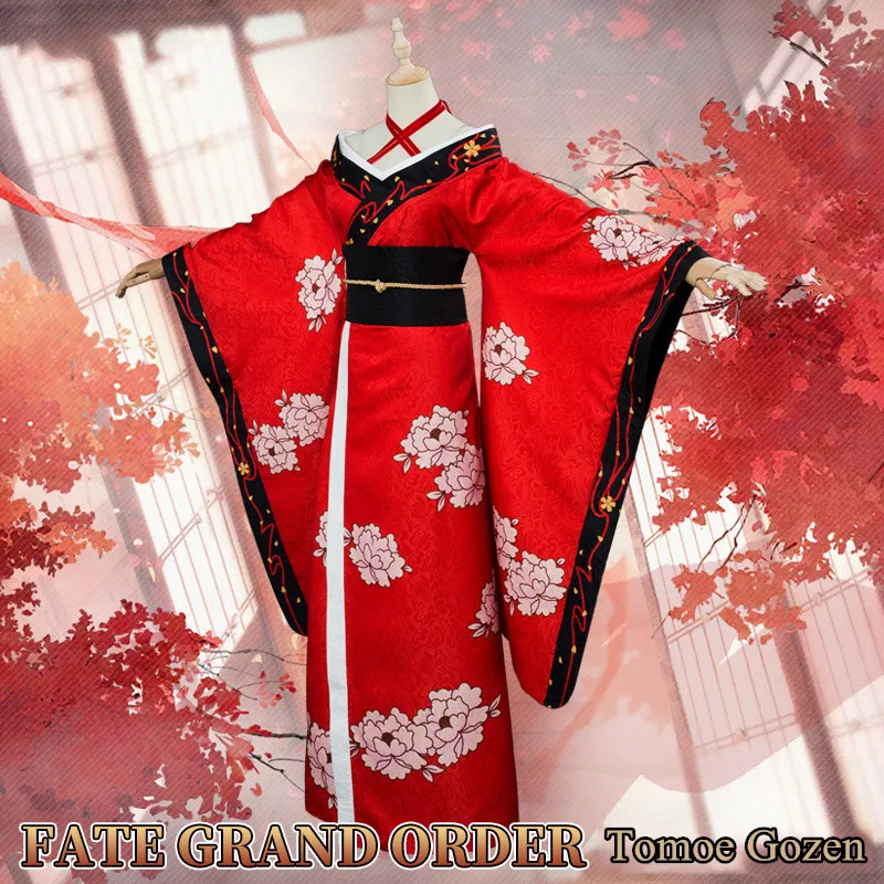 Аниме! Fate/Grand Order FGO Tomoe Gozen кимоно с эссенцией Униформа красное платье карнавальный