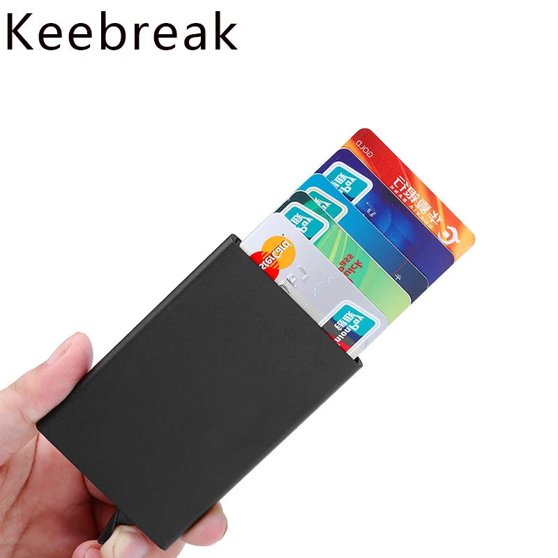 

KEEBREAK anti RFID smart aluminum men male id credit business card holder thin slim small mini short magic wallet purse vallet
