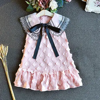 

Summer Baby Girls Dress Sleeveless Flower Pattern Casual Lace Mesh Dress Fashion Kids Toddler Girl Princess Sundress