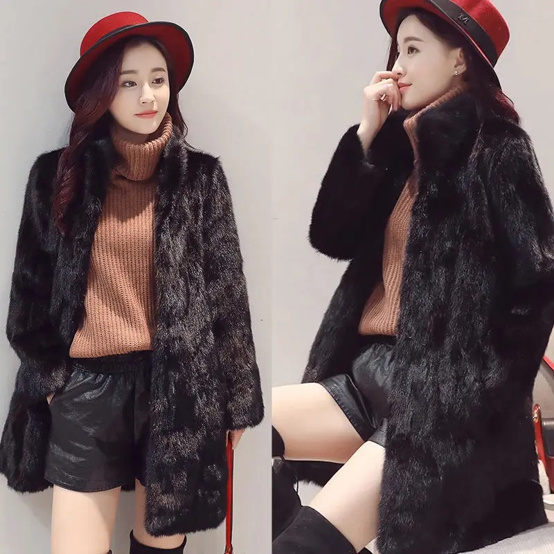 

Real Mink Pieces Fur Women Coat Winter Female Natural Mink Fur Outwear