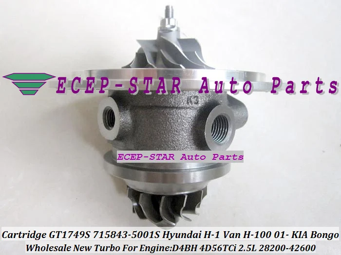 GT1749S 715843-5001S 28200-42600 715843 Turbocharger CHRA Cartridge Core Hyundai H-1 Van H-100 2003- KIA Bongo D4BH 4D56TCi 2.5L (1)