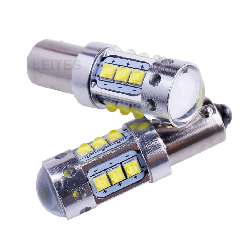 Leites 2PCS H6W H21W BAY9S BA9S BAX9S T4W XBD Chips Led White Canbus Error Free LED Reverse Lights 80W White (3)