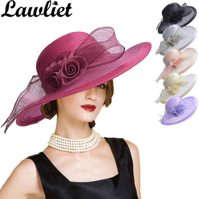 

Women Fascinators Summer Hat Sinamay Floral Wide Brim Hats Ladies Sun Hat Kentucky Derby Party Dress Church Hat Floppy Beach Cap
