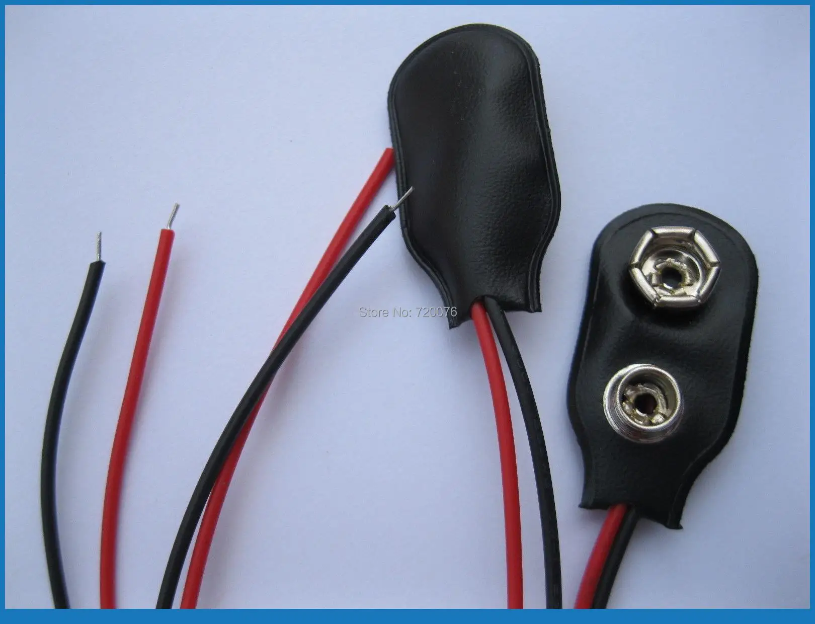 200 pcs 9 Volt 9V Battery Snap on Clips I Type With 150mm Lead Wirein