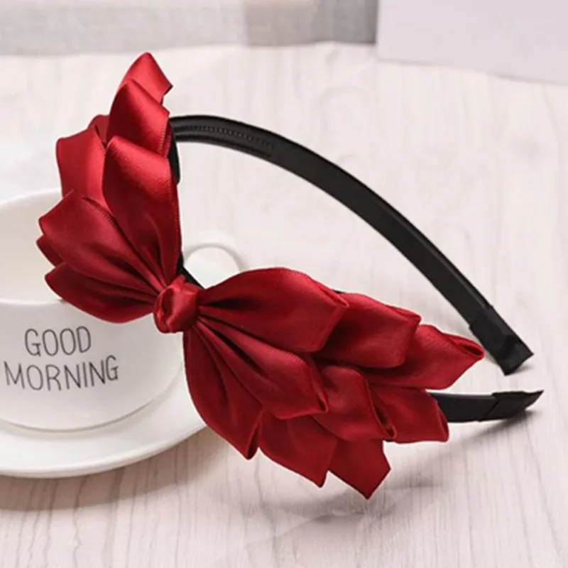 Vintage Korean Red Bow Hairband for Women - Elegant Wedding or Everyday Accessory