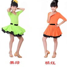 Новинка года; стильные костюмы для латинских танцев для девочек; платье для латинских танцев с короткими рукавами для девочек; платья для латинских танцев