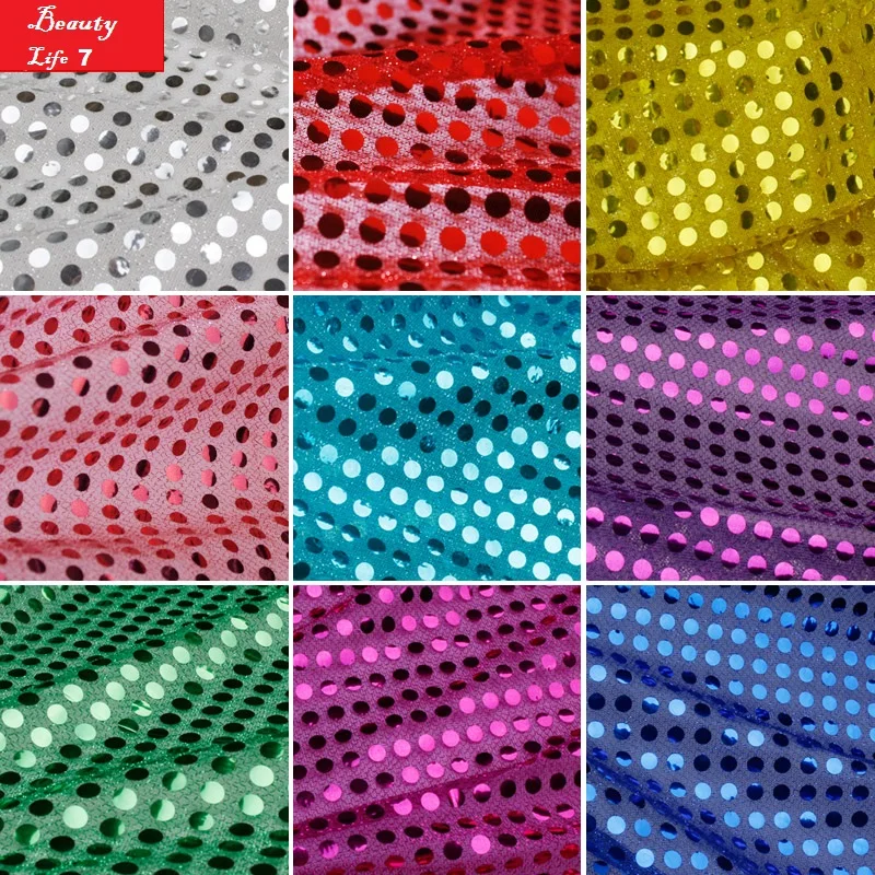 

High Quality Sparkly Embrodiery Mesh Lace Sequin Fabric 1*1M Gold Silver fabrics For Dress Clothes Party Christmas Decoration