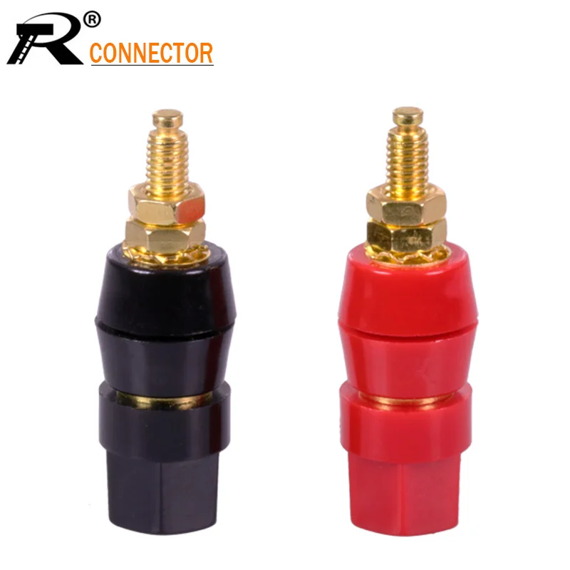 

2pcs Terminals Red Black Banana Speaker Plug Jack Amplifier Terminal Binding Post Connector