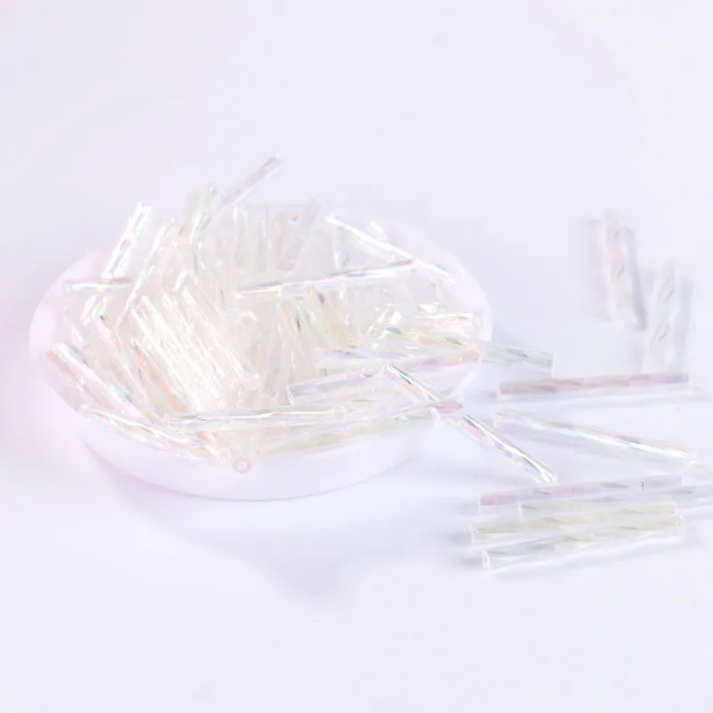 100 pcs Handmade DIY Glass Twisted Tube Jewelry European Embroidery Bead Accessories with 25mm Glass Spiral Tube Length